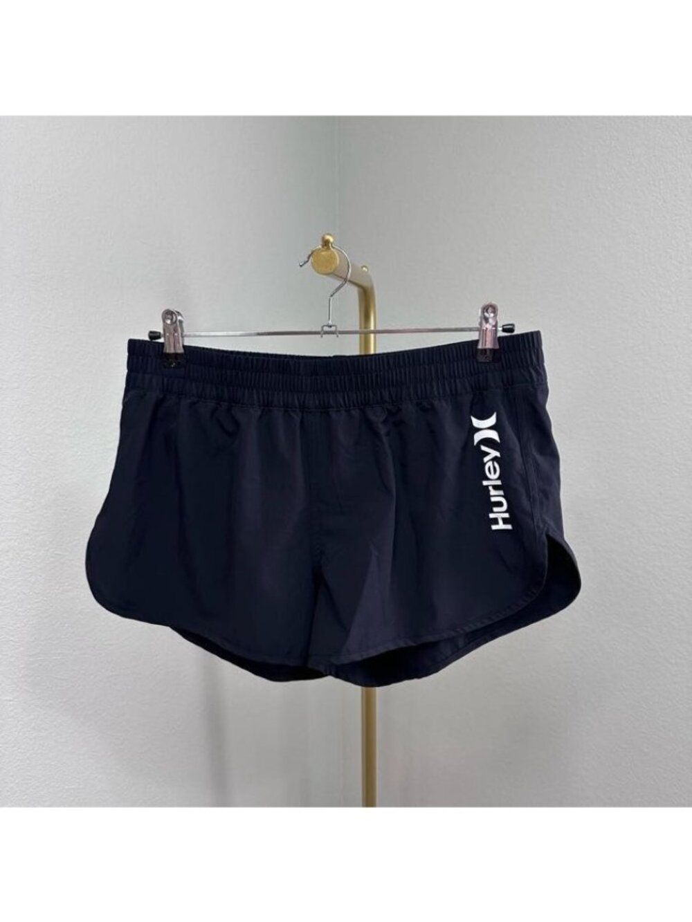 Hurley Black Logo Swim Board Shorts Beach Bottoms Quick Dry Womens size Large